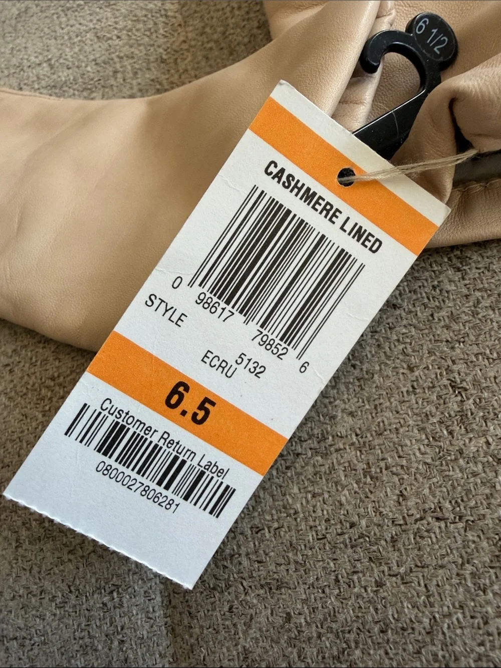 Alfani Ecru Leather Cashmere-Lined Gloves NWT Size 6.5 | Luxury Winter Essential